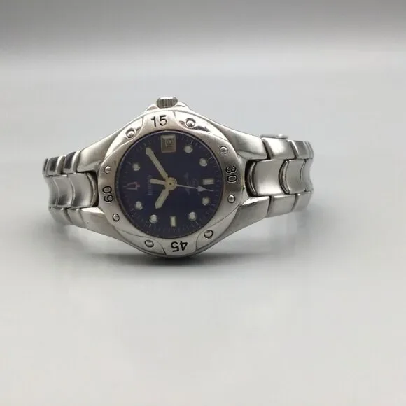 Bulova Marine Star Watch Women 26mm Silver Tone Date 2002 New Battery 6.75"